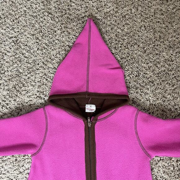 Hanna Andersson Baby US 18-24 Months Pink Fleece Zip Up Bunting Jumpsuit Sz 80 - Picture 2 of 6